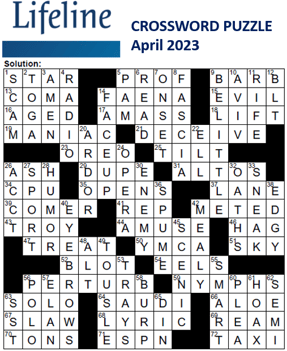 Lifeline April 2023 crossword solutions
