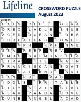 Lifeline August 2023 Crossword Solutions