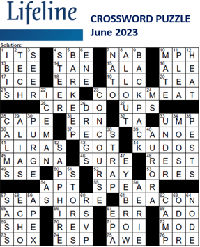 Lifeline June 2023 Crossword Solutions