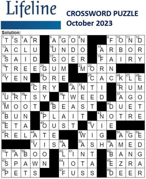 Lifeline October 2023 Crossword Solutions
