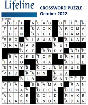 Lifeline October 2022 crossword solutions (287 × 344 px)