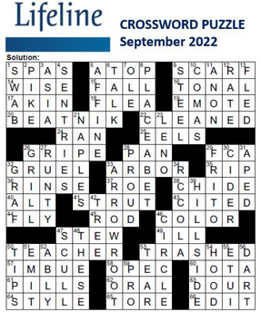 Lifeline September 2022 crossword solutions (287 × 344 px)